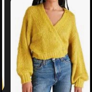 Steve Madden Kyan Bishop Sleeve Wrap Cardigan In Green